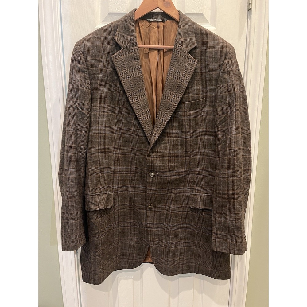Jack Victor 44XL Brown Tweed Luxorwood SPJ‎ 100% Wool Mens Blazer Glen Check